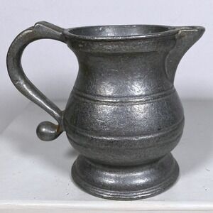 Vintage Small‎ Pewter Style Metal Pitcher Rustic Farmhouse Bud Vase 3.75in